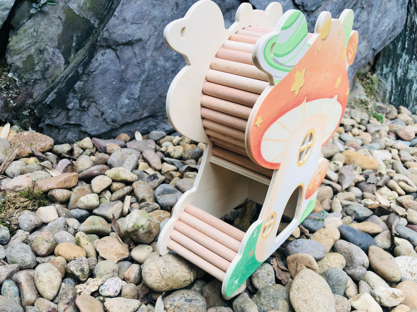 Cosmic Microwave Spring Outing Mushroom Set handcrafted hamster Chamber House & Hideout & Ladder