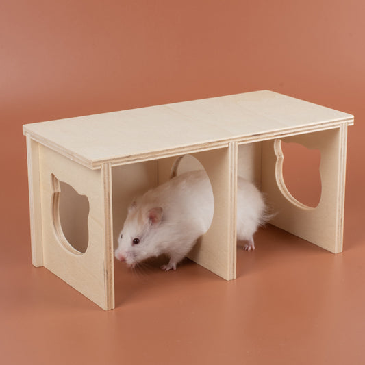 CosmicMicrowave Hamster Secret Peep Shed 2-Chamber Hideout & Tunnel Exploring Toys (Large - for Syrian Hamster)