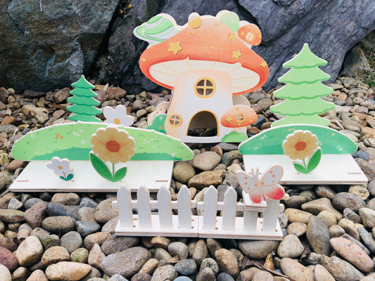 Cosmic Microwave Spring Outing Mushroom Set handcrafted hamster Chamber House & Hideout & Ladder